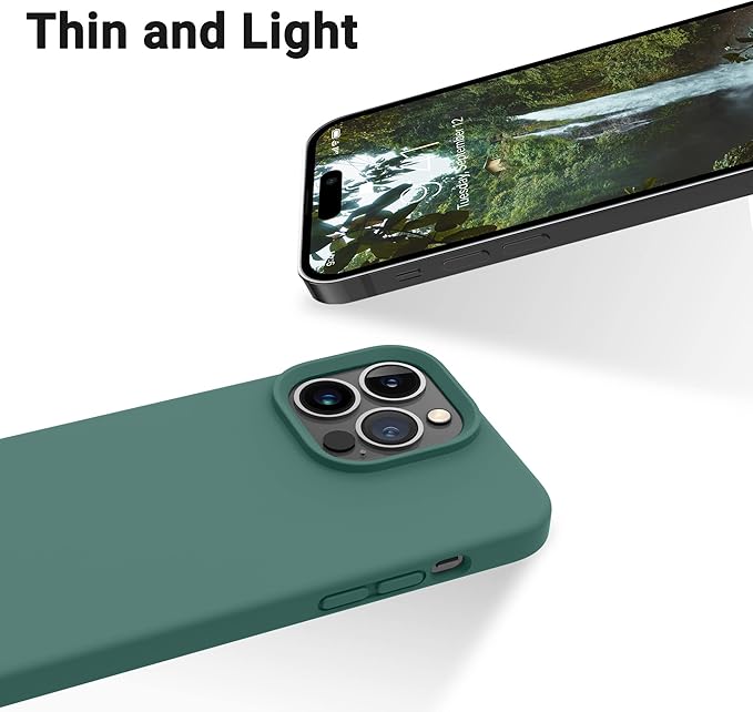 OTOFLY Designed for iPhone 14 Pro Case, Silicone Shockproof Slim Thin Phone Case for iPhone 14 Pro 6.1 inch (Pine Green)