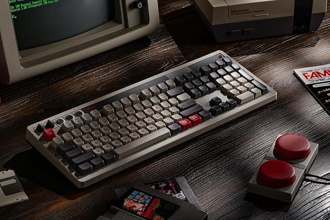 8BitDo Retro 108 Mechanical Keyboard with 108 Keys and Integrated Numpad, Bluetooth/2.4G/USB-C Hot Swappable Wireless Gaming Keyboard for Windows and Android - N Edition