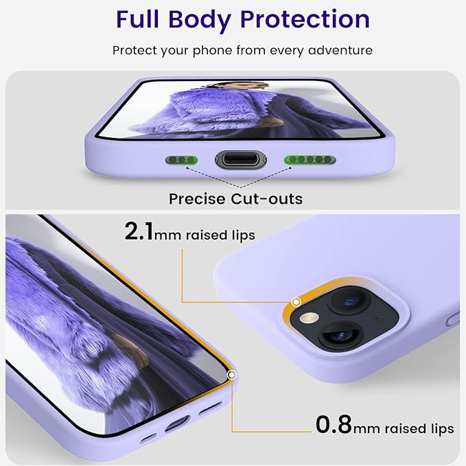 OTOFLY Designed for iPhone 13 Case, Silicone Shockproof Slim Thin Phone Case for iPhone 13 6.1 inch Light Purple