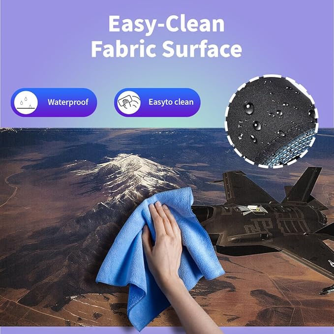 Large Gaming Mouse Pad 31.5" x 15.8" - Soaring Supremacy F-35 Lightning II Fighter Jet Dominates the Sky Above Majestic Mountains, Extra XXL Office Decor, Premium Stitched Anti-Slip Desk Mat