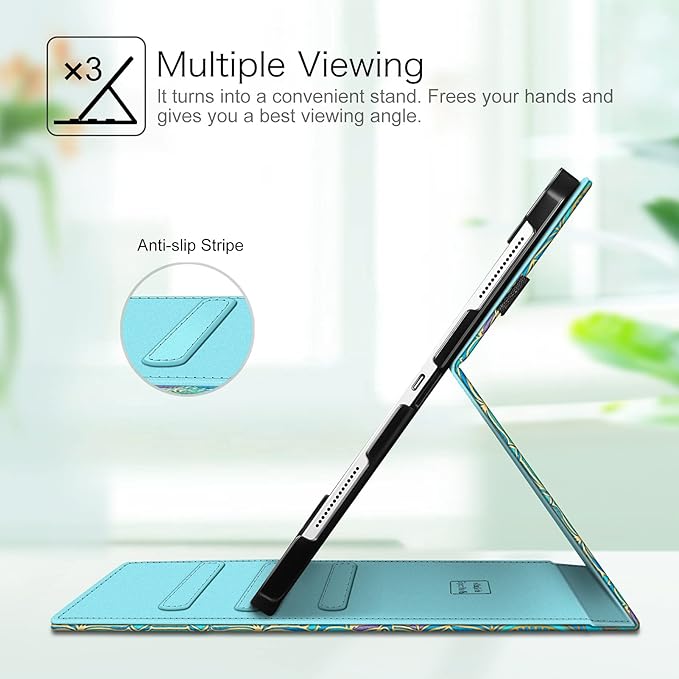 Fintie Folio Case for iPad Pro 12.9" 6th Generation 2022, Multi-Angle Smart Stand Cover w/Pencil Holder & Pocket, Also Fit iPad Pro 12.9 2021 5th & 2020 4th & 2018 3rd Gen, Shades of Blue