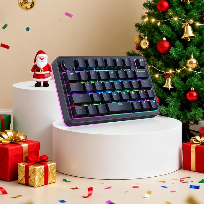 Koolertron Single-Handed Macro Mechanical Keyboard, RGB LED Backlit Portable Mini One-Handed Mechanical Gaming Keypad 39 Fully Programmable Keys (39 Keyboard Black)