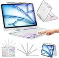 TSQQST Clear Keyboard Case for iPad Air 11 Inch (M4/M3/M2, 2026/2025/2024)/ iPad Air 5th/4th Generation 10.9" / iPad Pro 11" 1st/2nd/3rd/4th, Trackpad, Pencil Holder, 7-Color Backlit, Rotatable, White