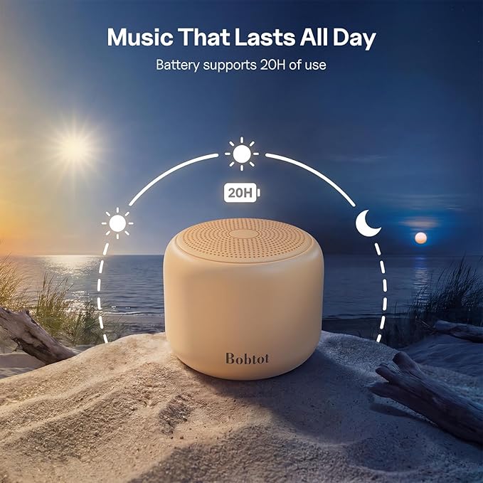 Bobtot Portable Bluetooth Speakers with Strap Easy to Carry, Wireless Waterproof Mini Speaker with Loud Stereo Sound, 20 Hours Playtime, Rechargeable Battery, Built-in Microphone, Orange