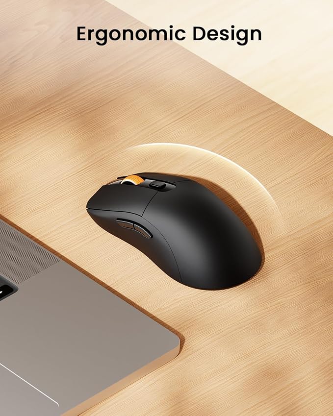 ProtoArc Bluetooth Wireless Mouse for MacBook Pro/Air, USB C Mouse, EM15 Rechargeable Compact Portable Mice for Laptop, iPad, Tablet, Chromebook-Black