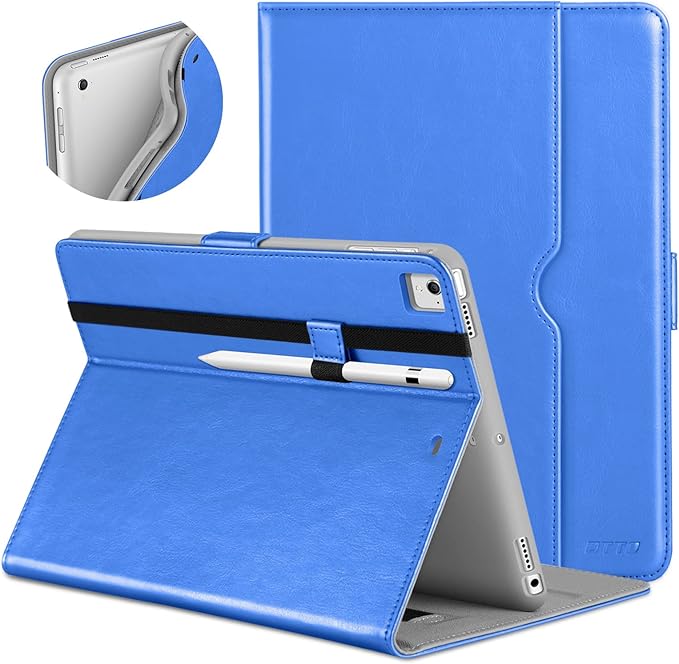 DTTO for iPad 9.7 Inch 5th/6th Generation 2018/2017 Case with Apple Pencil Holder, Premium Leather Folio Stand Cover Case for Apple iPad 9.7 inch, Also Fit iPad Pro 9.7/Air 2/Air - Royal Blue