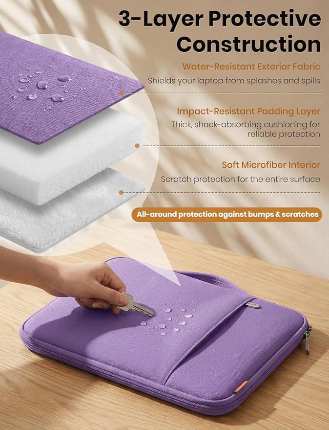 DOMISO 17.3 inch Laptop Sleeve Case Water Resistant Shockproof Protective Computer Bag for 17.3" Notebook/HP Pavilion Envy 17/IdeaPadm/MSI/LG Gra with Accesory Bag,Purple