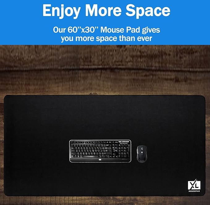 XL Mouse Pad - Big Desk Mouse Pad Extra Large for Gaming(60'' x 30'') - Super Thick Giant Mousepad for Full Desk with Rubber Base (Black, 4XL)