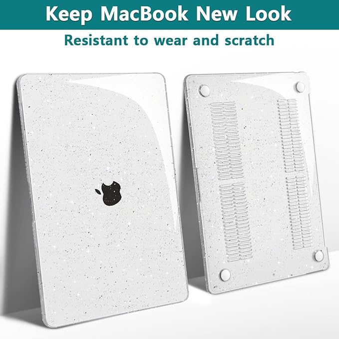 Teryeefi for MacBook Pro 13 Inch Case 2022 2021 2020 2019 2018 2017 2016 Release A2338 M1 M2 A2289 A2251 A2159 A1989 A1706, Sparkly Hard Shell Cover +Keyboard Cover + Screen Protector, Glitter Clear