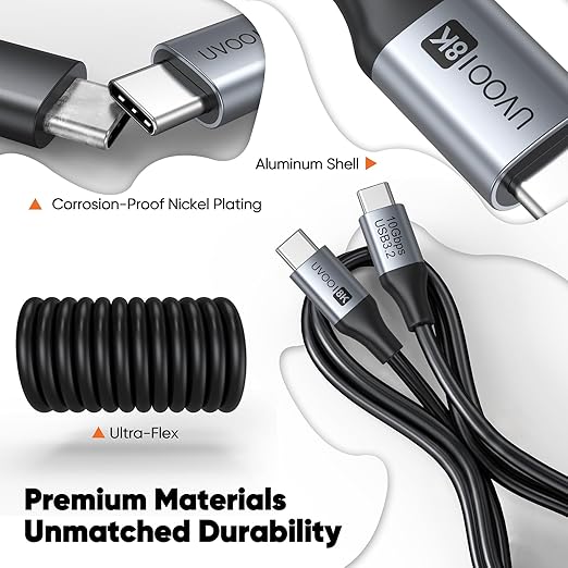 Short USB C to USBC Data Cable (8K,10Gbps, 100W PD) 2-Pack 30in,100W Charging for Car, USBC Monitor Cord, USB 3.2 Gen 2 for Car, External SSD,Dock,Portable Monitor, phone,Laptop,iPad Pro,Camera-2.6FT