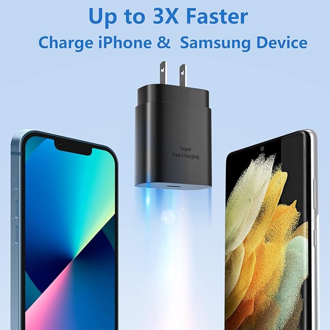 USB C Charger Block, 25W Super Fast Charging Block PD 3.0 USB C Wall Charger Power Adapter for Samsung Galaxy S26 S26+ S25 S26 Ultra S24 S23fe Z Fold Flip Tab A16 A17 5G A03S A13 A23 A15 A53 A54