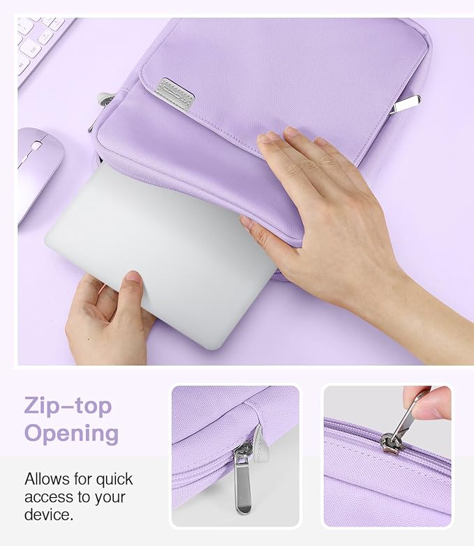 MoKo 13.3-14 Inch Laptop Sleeve Bag Fits Mac Neo 13-inch A18 Pro, Mac Pro 13.3" M2 2022/M5/M5 Pro/M5 Max 14.2" 2026, Mac Air 13.6" M5 2026, Handle Carrying Case with Shoulder Strap, Purple
