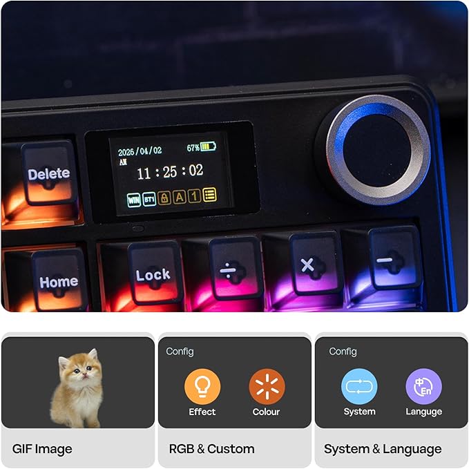 EPOMAKER Aula F99 MAX Wireless Mechanical Keyboard, Smart Screen & Knob, 8000mAh, 2.4Ghz/BT Creamy Keyboard, Pre-Lubed Switch, Hot-Swappable, RGB Backlit, Custom Software (Black)