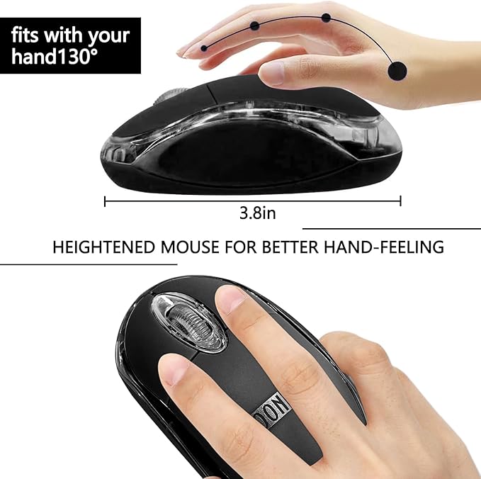 SOON GO Mini Wireless Mouse,Portable Mobile Optical Cordless Mouse fit for Mac,Laptop, Desktop-Black
