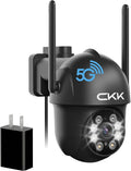 CKK 2K Security Camera Outdoor Corded Power, 3MP PTZ WiFi Home Security Camera - 2.4G/5G Dual-Band, 360° Pan-Tilt, Color Night Vision, Motion Alerts, 2-Way Audio, 24/7 Recording, Waterproof