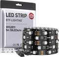 BTF-LIGHTING UL Listed WS2811 IC=RGB+IC Addressable Color RGB LED Strip,16.4FT 30LED/m 10Pixels/m,IP30 Black PCB Flexible DC12V Chasing Effect for Indoor Home Decor,3M Tape(No Adapter or Controller)