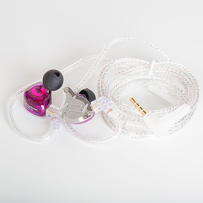 KZ ZS10 PRO in Ear Monitor Headphones, 4BA+1DD 5 Hybrid Driver Gaming Earbuds Wired Earphones, HiFi Clarity Sound Immersive Bass IEMs for Gaming Musicians Singers Audiophile (Purple with Microphone)
