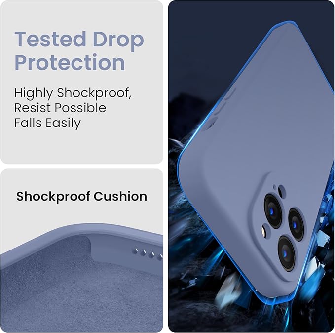 FireNova Designed for iPhone 14 Pro Max Case, Silicone Upgraded [Camera Protection] Case, Soft Anti-Scratch Microfiber Lining Inside, 6.7 inch, Lavender Gray