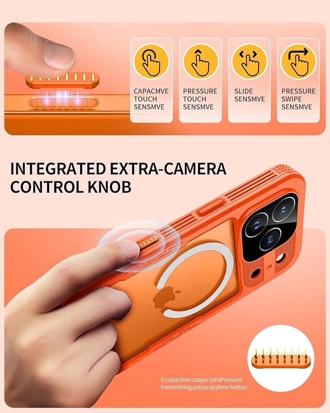 Lanhiem Magnetic for iPhone 17 Pro Max Case, IP68 Waterproof, Dustproof, Compatible with Magsafe, Built-in Screen Protector, Full Body, Heavy Duty, Rugged Phone Cover, 6.9 inch, Cosmic Orange