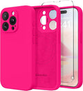Magnetic for iPhone 14 Pro Case, Compatible with MagSafe, [Full Camera Protection][Screen Protector] Silicone Shockproof Protective Phone Case for iPhone 14 Pro 6.1", Hot Pink