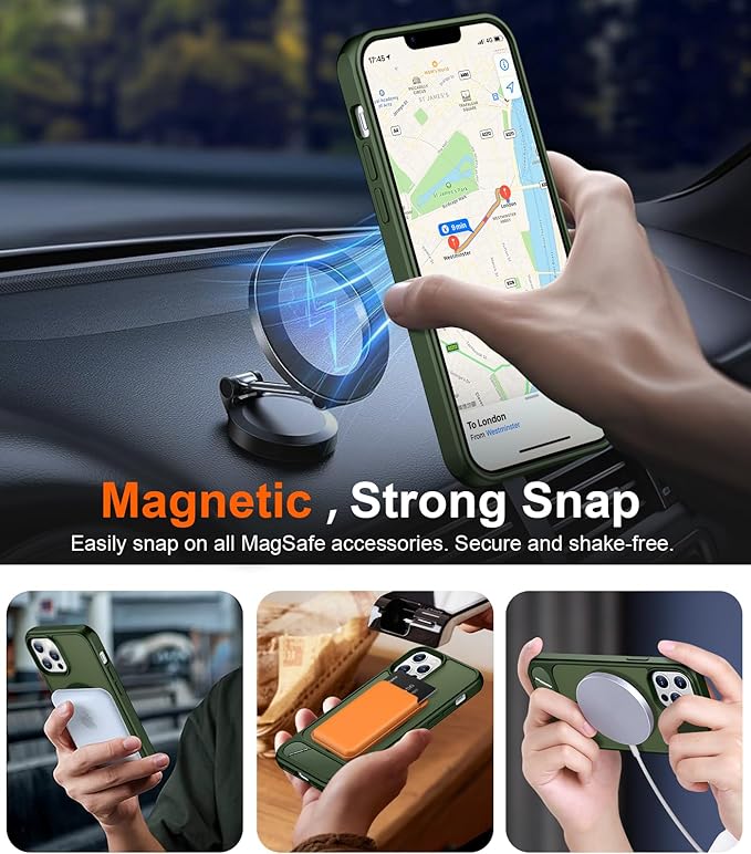Magnetic Compatible with iPhone 12 Pro Max Case, [Built-in Invisible Kickstand][Compatible with MagSafe][Military Grade Shockproof] Slim Translucent Matte Phone Case for iPhone 12 Pro Max 6.7"