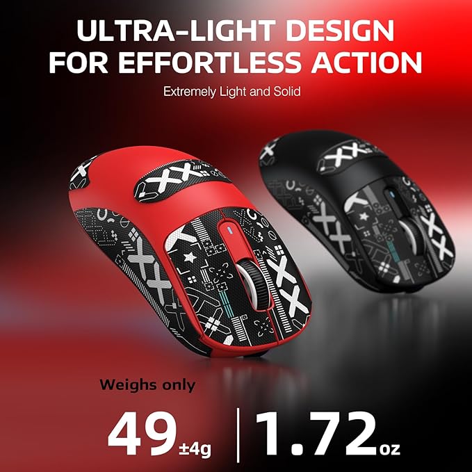 ATTACK SHARK X3 Wireless Gaming Mouse, 49g Bluetooth/2.4G/USB-C Ergonomic Computer Mouse, PAW3395 26K DPI Sensor, 200h Battery Life, Programmable Buttons Griptape, Gaming Accessories for PC/Laptop/Mac
