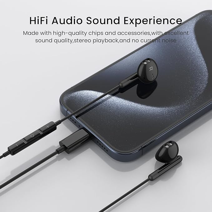 USB C Headphones for iPhone 17 16 15 Pro Max Plus iPad Pro USB C Earphones with Microphone Volume Control USBC Wired Earbuds USB Type C Earphone for Google Pixel 8 Samsung S25 S24 S23 S22 S21 S20 A55