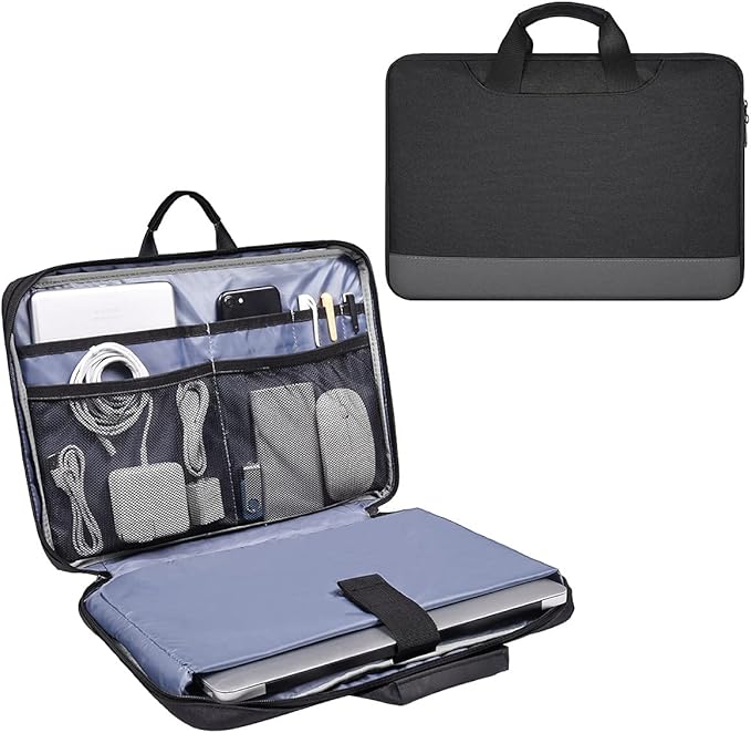 15.6 Inch Laptop Sleeve Bag, Men Women TSA Case for Macbook Pro 16 M5 M4 M3 M2 M1, Lenovo Ideapad 15.6, HP Envy/Victus 15.6, Acer Aspire/Nitro 5 15.6, Dell 15 16, ASUS Chromebook 15 16 Case, Black