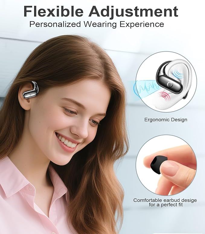 MOZOTER Wireless Earbuds Bluetooth Headphones Sport,Over Ear Buds with Deep Bass Sound,60Hr Playtime Earphones Redesigned Comfort Fit with Earhooks for Running,Meeting,Workout-Black