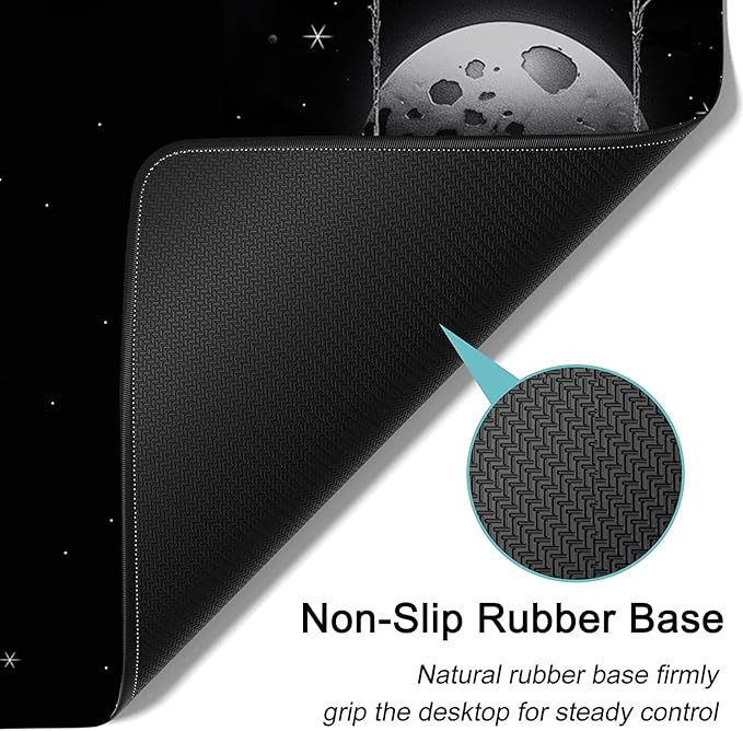 Large Mouse Pad, 31.5 x 11.8in Extended Gaming Mouse Pad with Stitched Edges,XXL Mousepad Protector Non Slip Rubber Base for Office & Home Writing Mat,Funy Skeleton Skeleton Planet Black Desk Mat