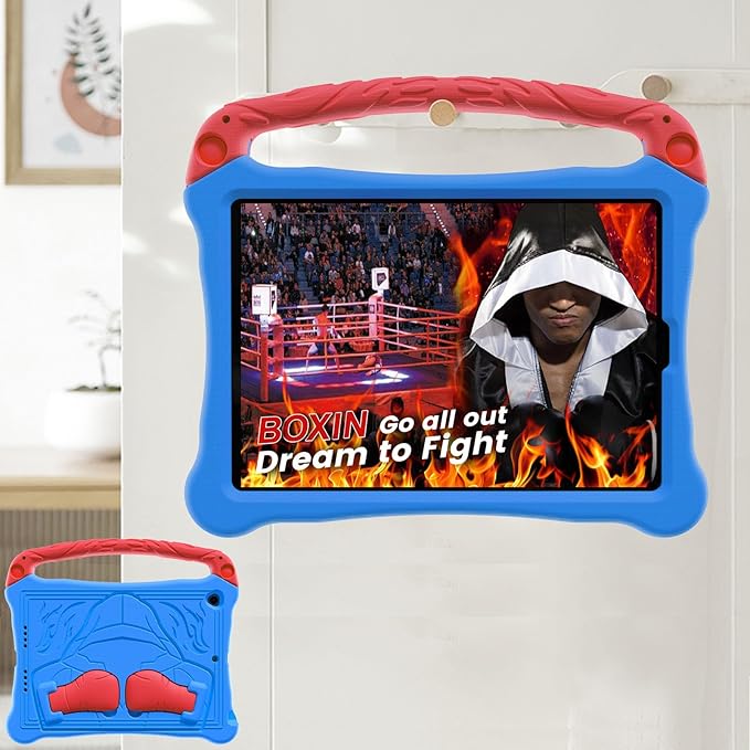 Dteck for iPad Air 3rd Generation and iPad Pro Case 10.5" 2019/2017 Release, Cute Boxing Shockproof Hard Case with Handle/Kickstand/Shoulder Strap, Protective Lightweight Kids-Friendly Cover, Blue