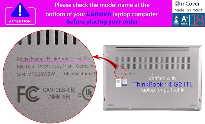 mCover Case ONLY Compatible for 2021~2023 14" Lenovo ThinkBook 14 G2 / G3 / G4 / G5 Series Notebook PC (NOT Working with Other Lenovo Models) - Blue