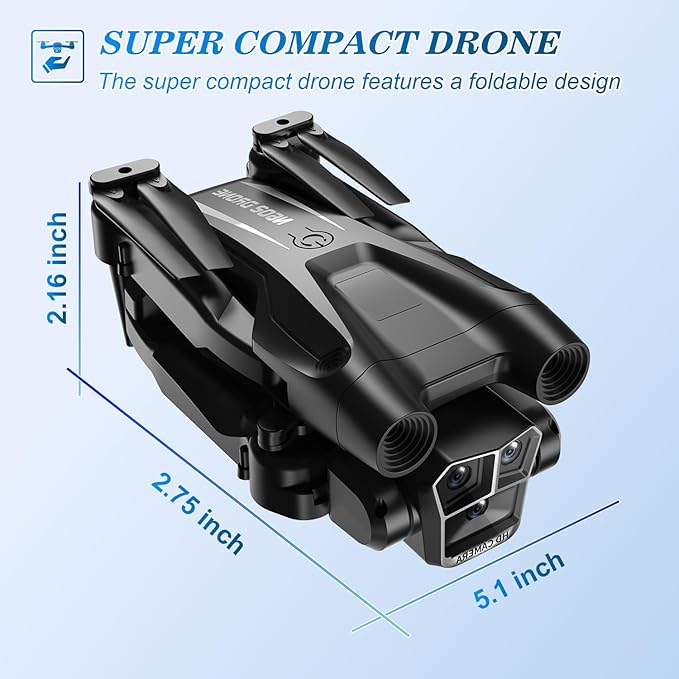 Drone with Camera 1080P HD, Mini Drone for Beginners Kids Adults, RC Quadcopter with 2 Batteries, Carrying Case, Stable Hover, Trajectory Flight, Gravity Control, One Key Take Off/Land, Black