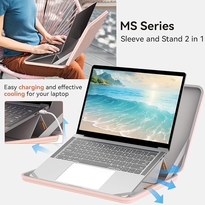 Smatree MS49T Hard EVA Protective Sleeve Case with Stand Compatible for 14 inch HP EliteBook 645/640 G10/G9 Notebook PC, Waterproof and Anti-Shock Laptop Bag, Pink