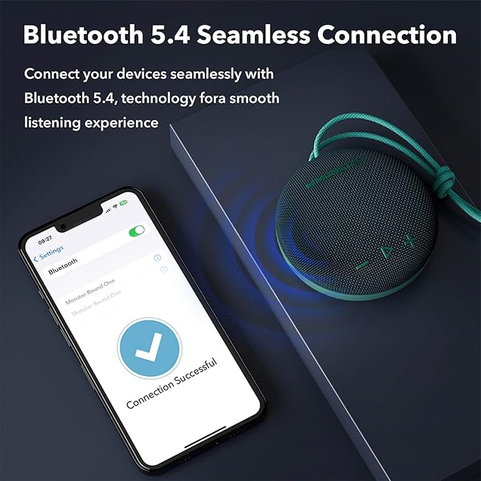 Monster Bluetooth Speaker, IPX8 Shower Speaker Waterproof, Bluetooth 5.4 with Loud HD Sound and Robust Bass, Extra Long Playtime Punchy, for Home, Beaches Portable Wireless Outdoor Speakers