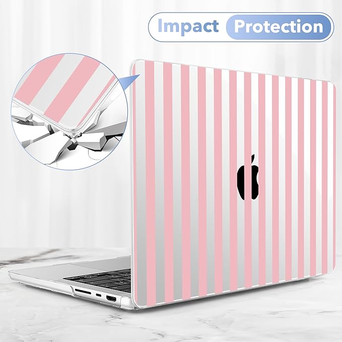 May Chen for 2026 MacBook Pro 14-inch M5 M4 M3 M2 M1 Pro/Max Chip, Release 2026 2025-2021, Model A3427 A3426 A3434 A3112 A3401 A3185, Plastic Hard Shell with Keyboard Cover, Pink Stripes