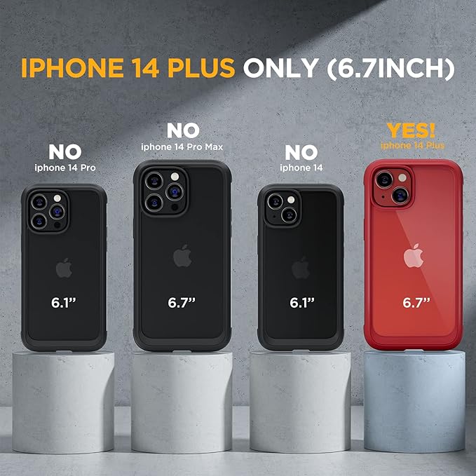 Miracase Glass Series Designed for iPhone 14 Case 6.1 inch, 2023 Upgrade Full-Body Clear Bumper Case with Built-in 9H Tempered Glass Screen Protector and Camera Lens Protector,Red
