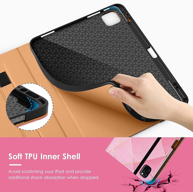 VIKESI Case for iPad Air 13 inch (M4) 2026 / (M3) 2025 / (M2) 2024,Premium Leather Folio,Apple Pencil Holder,Auto Sleep/Wake,Stand Cover - Polygons