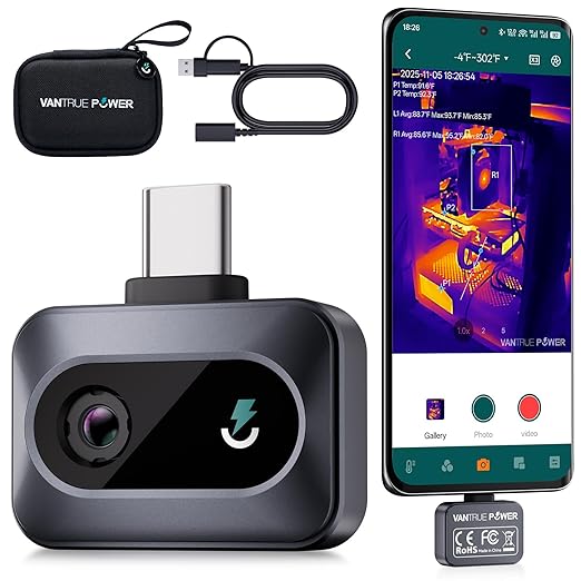 TS1 Thermal Camera for Android, Thermal Camera 512x384 Super Resolution, Infrared Thermal Imaging Camera, 25Hz Refresh Rate, -4°F to 1022°F Temp, Compatible with Android & Tablets
