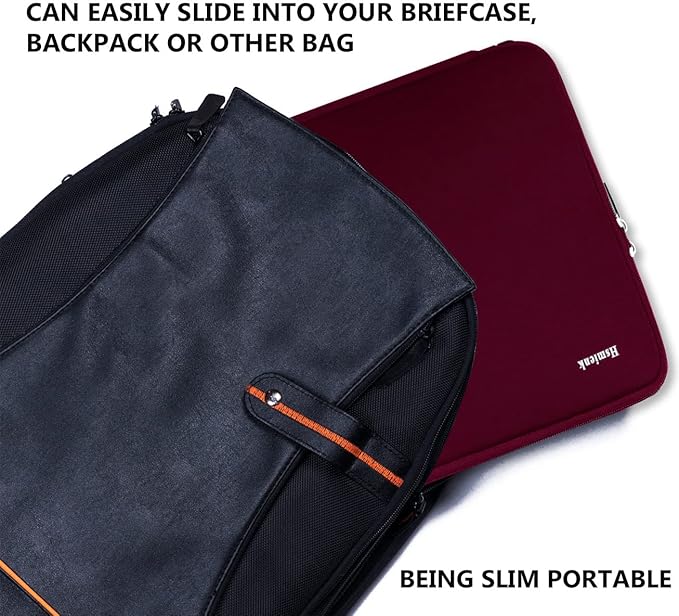 14 inch Laptop Sleeve, Upgrade Shockproof Protective Computer Cover Flip Case Briefcase Carrying Bag Compatible with 14" HP, Lenovo, Asus, Acer, Notebook, Chromebook Computer, Red