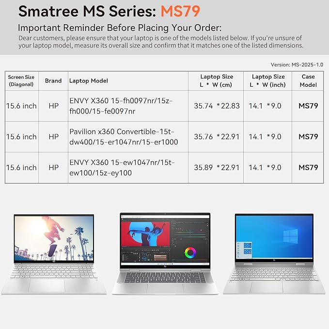 Smatree MS79 Hard EVA Protective Sleeve Case with Stand Compatible for 15.6 inch HP Envy X360 15-fh0097nr, for Pavilion x360 Convertible - 15-er1000, for HP Envy X360 15-ew1047nr Laptop Notebook Bag