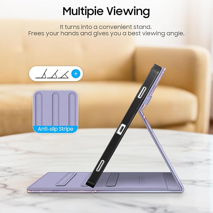 Fintie Case for Samsung Galaxy Tab S11 5G 11 Inch 2025 Model (SM-X730/X736B) with S Pen Holder, Multi-Angle Viewing Soft TPU Back Cover with Pocket, Auto Wake/Sleep, Lilac Marble