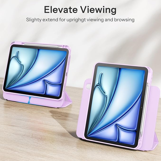 SPARIN Case for iPad Air 11 inch M3/ M2, iPad Air 7th/6th/5th/4th Gen (2025/2024/2022/2020) 10.9 inch,Case with Apple Pencil Holder, Detachable Magnetic Cover, Portrait and Landscape Stand, Purple