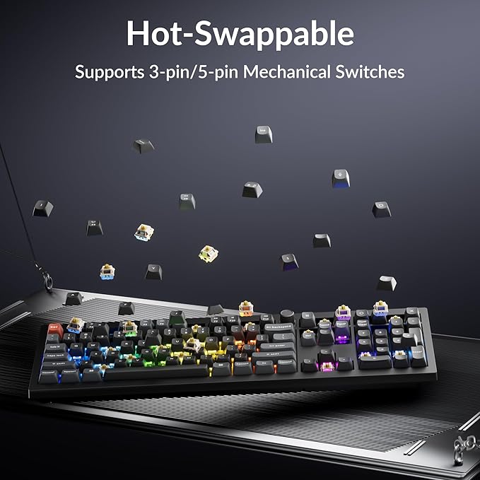 Keychron V6 Ultra 8K Full Size Wireless Mechanical Keyboard, 8000Hz, Hot-Swappable Banana Switch, RGB Backlight, PBT Keycaps, 2.4GHz/Bluetooth/Wired, for Windows macOS Linux – Black