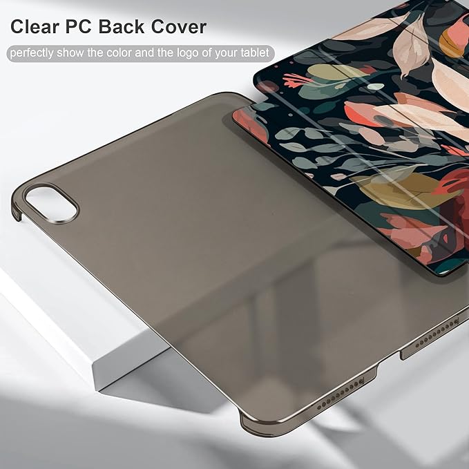 DONGKE for iPad mini 7 (A17 Pro) 2024 & iPad mini 6 2021 8.3 Inch, Slim Foldable Stand Hard PC Translucent Back Shell Smart Cover for iPad mini 7th/6th Generation [Auto Wake/Sleep] - Painted Florals