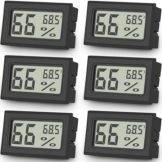 Vaikby 6-Pack Mini Digital Thermometer Hygrometer, Indoor Humidity Monitor, Temperature Humidity Gauge Meter with Fahrenheit (℉) for Greenhouse, Garden, Cellar, Closet, Fridge