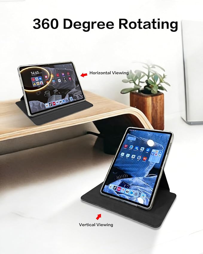 Magnetic Case for iPad Air M3/M2 13 Inch & iPad Pro 12.9 (3-6th Gen) 2022/2021/2020/2018, Protective Cover with Removable Degree Rotating Slim Hold Stand, Black