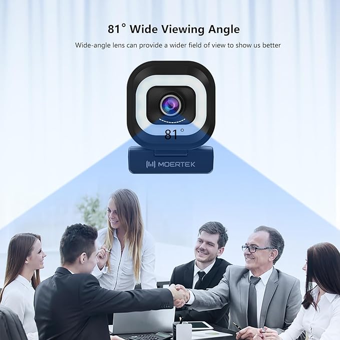 4K Webcam with 5-Level LED Light, 12MP Camera, USB Webcam with Dual Noise-canceling Microphones, PDAF Fast Auto Focus, Remote Control, 360° Rotation, Perfect for Live streaming, Online Meeting