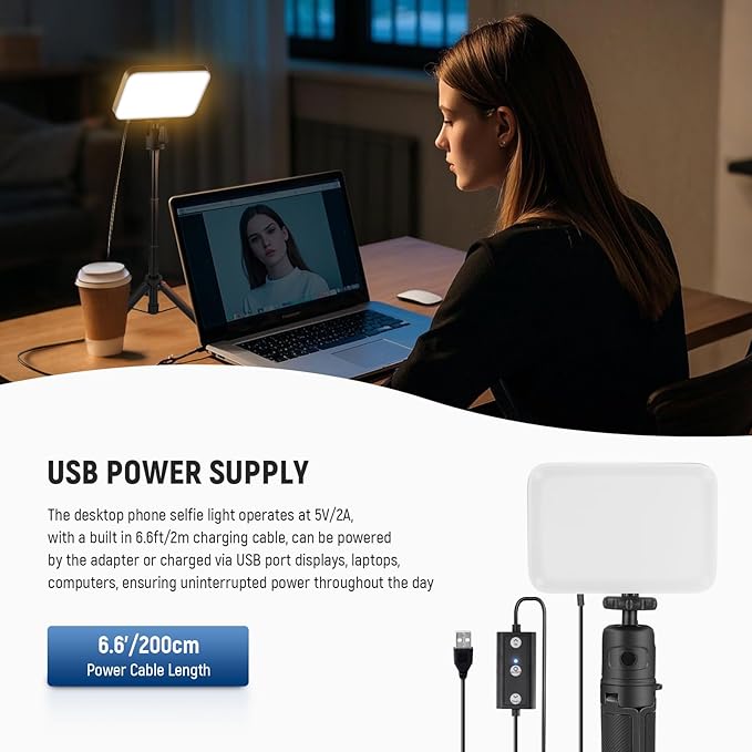 NEEWER Basics 3 Pack LED Video Panel Light, Video Conference Lighting Kit with Desktop Tripod Stands/Filters for Webcam Desk Computer Zoom Makeup Recording Selfie Streaming, Bi Color Dimmable, BP66
