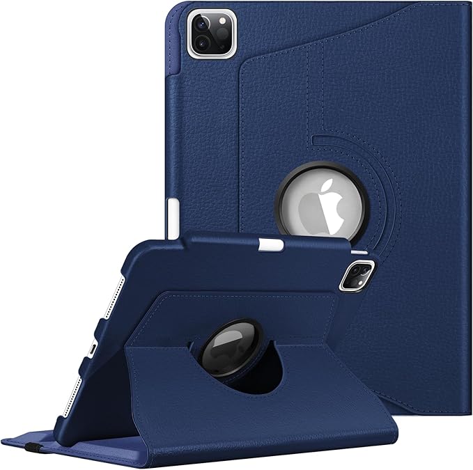 Fintie Rotating Case for iPad Pro 11-inch (4th / 3rd Generation) 2022/2021-360 Degree Swiveling Stand Cover w/Pencil Holder, Auto Sleep/Wake, Also Fit iPad Pro 11" 2nd/1st Gen, Navy